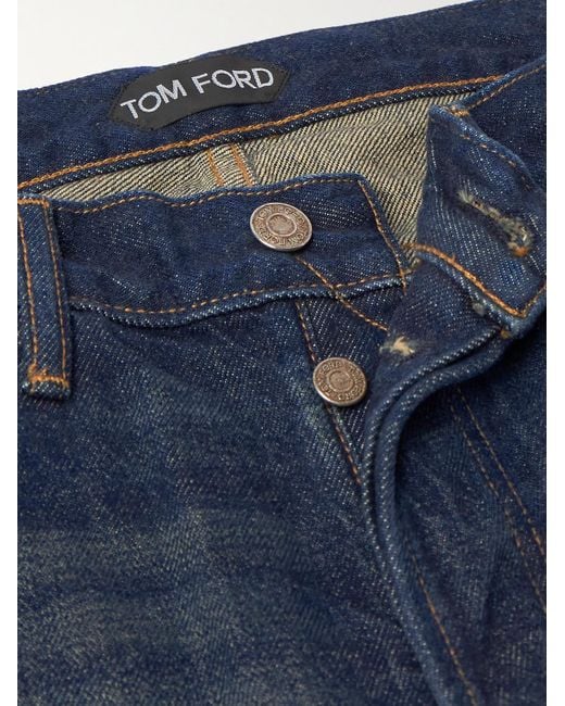 Jeans slim-fit in denim cimosato di Tom Ford in Blue da Uomo