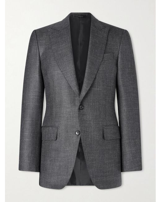 Tom Ford Black Dyllan Wool, Silk And Linen-Blend Blazer for men