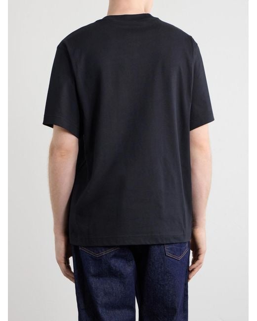 Burberry Black Logo-Embroidered Cotton-Jersey T-Shirt for men