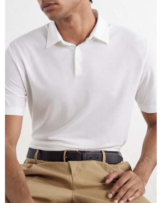 Slowear White Incotex Zanone Slim-Fit Icecotton Polo Shirt for men