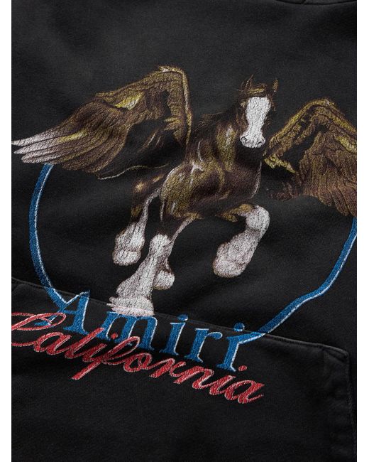 Amiri Black Distressed Logo-Print Cotton-Jersey Hoodie for men