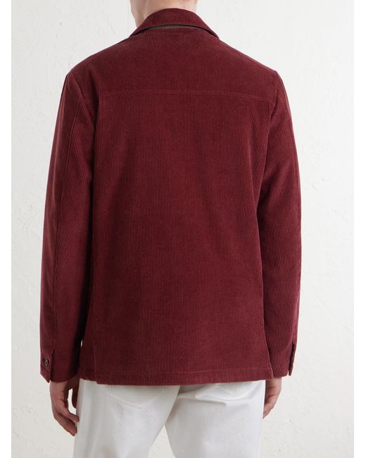 Canali Red Cotton-Corduroy Overshirt for men