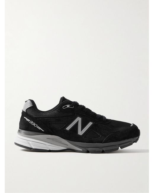 New Balance Black 990v4 Suede And Mesh Sneakers for men