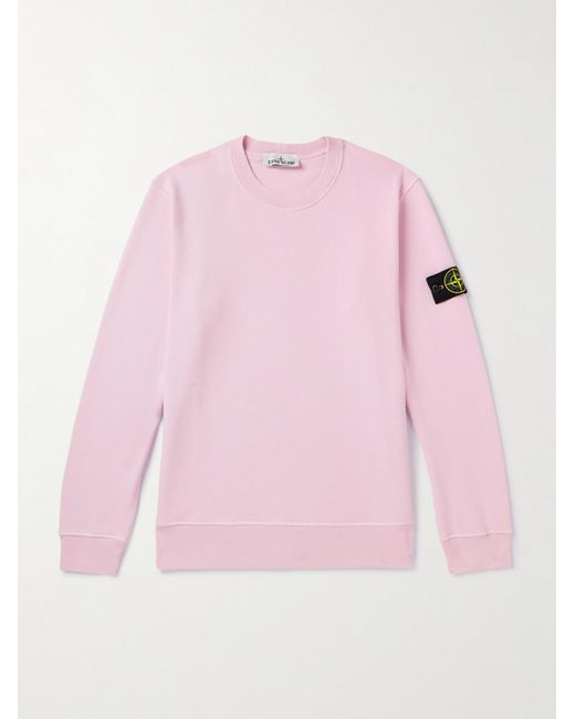 Stone Island Sweatshirt aus Baumwoll-Jersey mit Logoapplikation in Stückfärbung in Pink für Herren