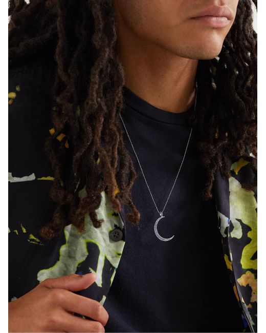 Sydney Evan Black Large Moon Sapphire Necklace for men