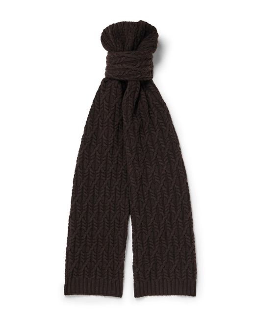 Mr P. Black Cable-Knit Wool Scarf for men