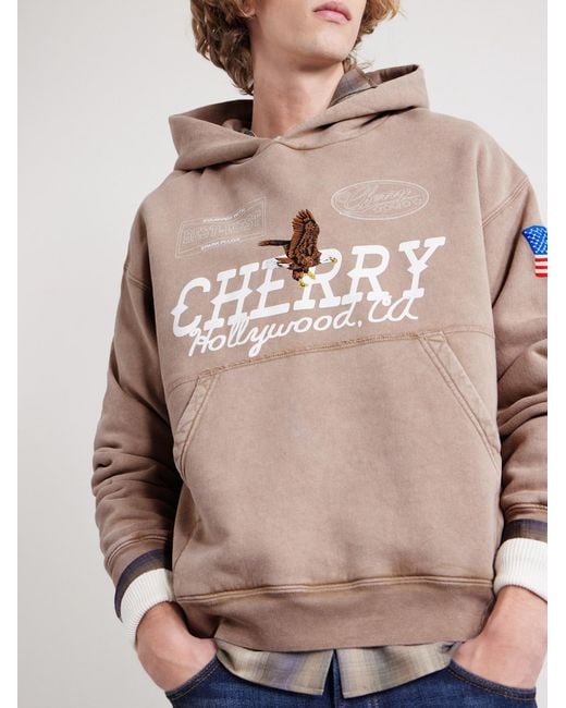 CHERRY LA Natural Logo-Print Cotton-Jersey Hoodie for men