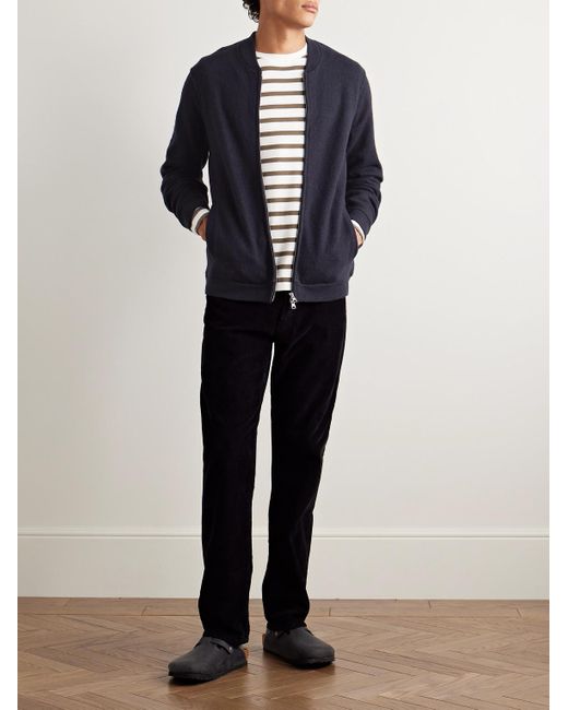 NN07 Blue 6398 Boiled Merino Wool Bomber Jacket for men