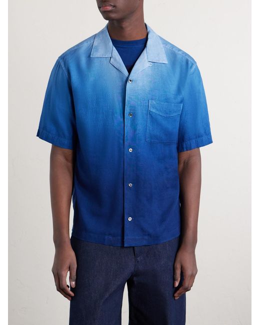 Blue Blue Japan Blue Camp-Collar Dégradé Woven Shirt for men