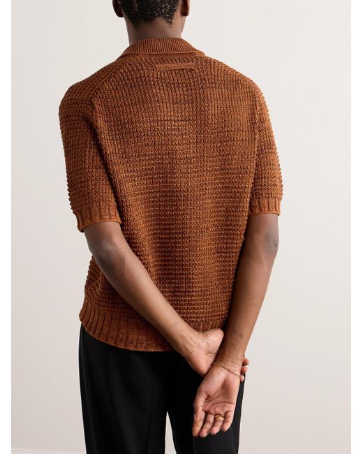 Zegna Brown Open-knit Cotton for men