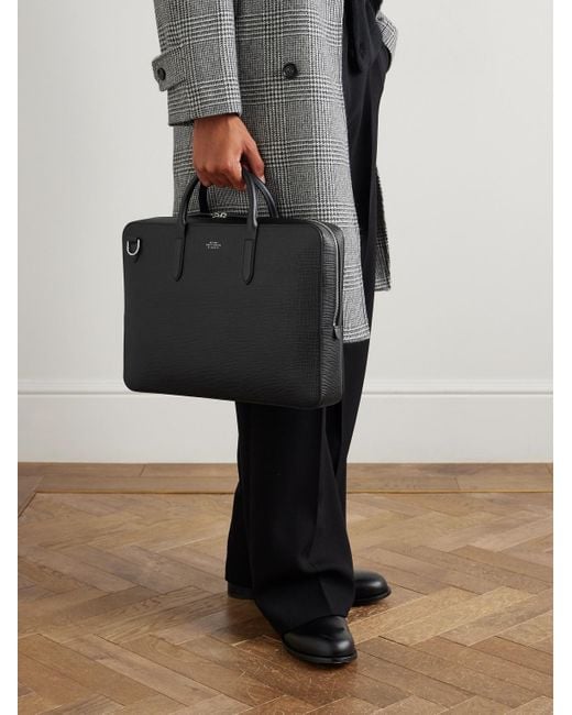 Smythson Aktentasche aus quergemasertem Panama-Leder in Black für Herren