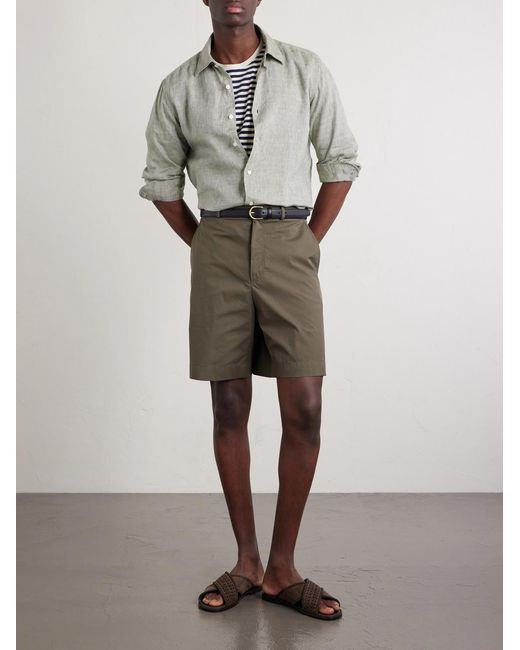 Slowear Green Ribstop Cotton-Blend Shorts for men