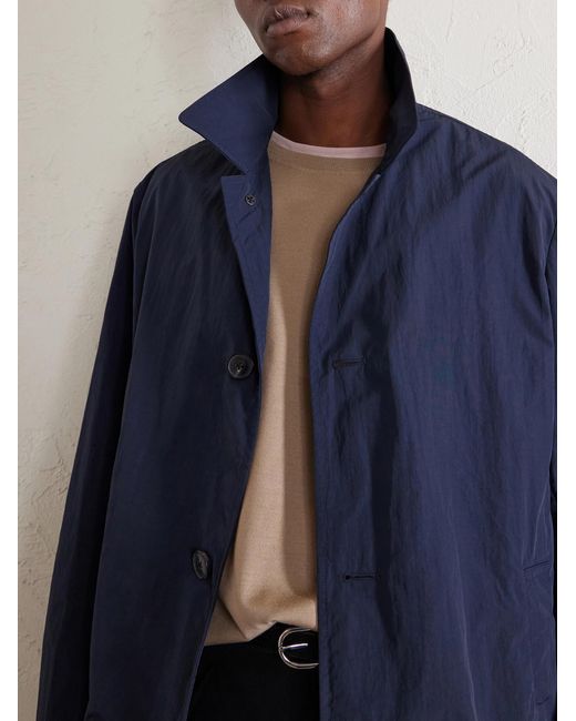 Dries Van Noten Blue Shell Trench Coat for men