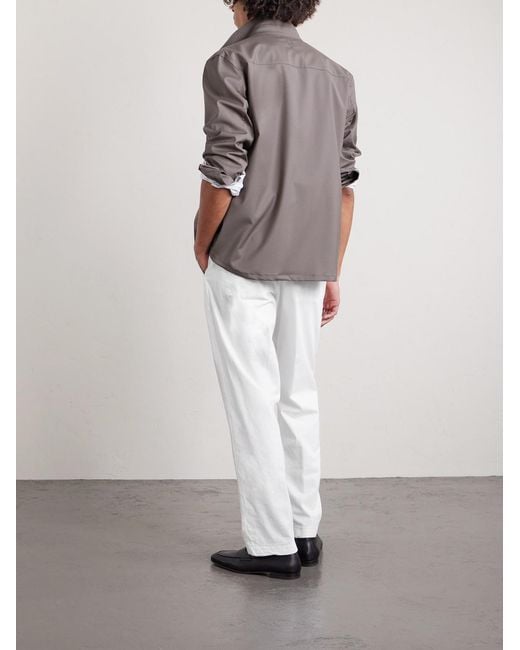 Canali White Straight-Leg Cotton-Blend Twill Trousers for men