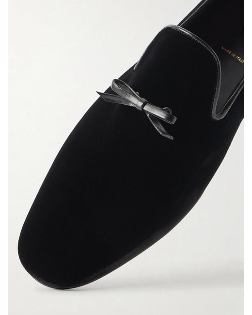 Tom Ford Black Scott Bow-Detailed Velvet Loafers for men