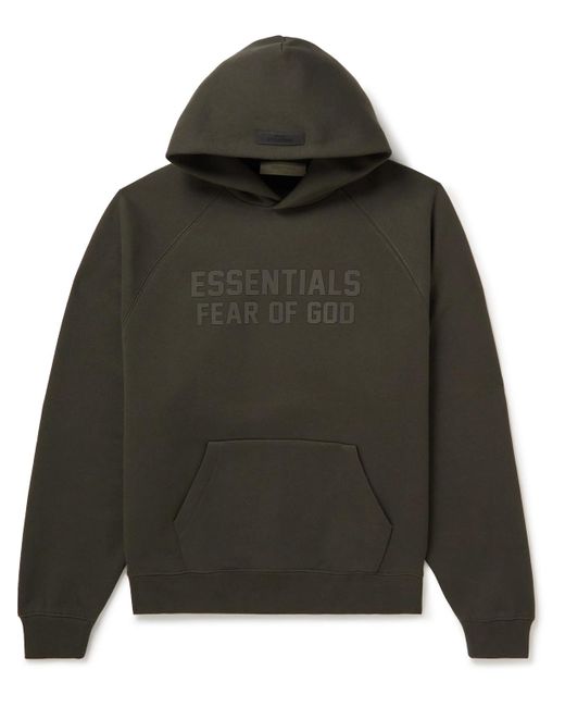 Fear of God ESSENTIALS Green Logo-appliquéd Fleece-back Cotton-blend Jersey Hoodie for men