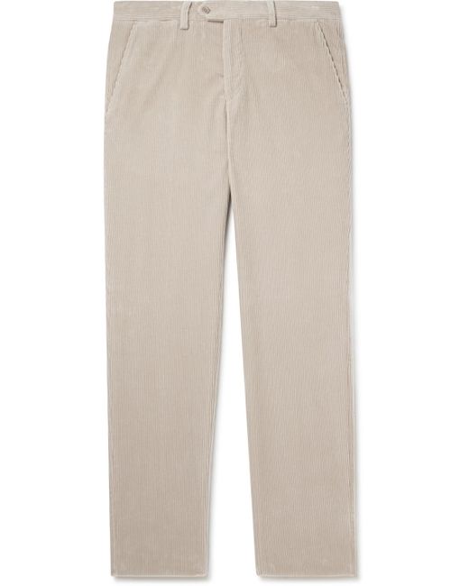 Rubinacci Natural Modluca Straight-leg Pleated Cotton-corduroy Trousers for men