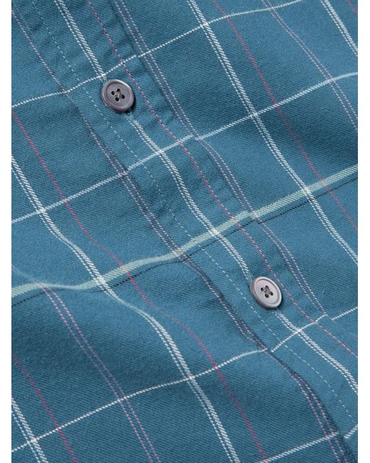 Mr P. Blue Checked Organic Cotton-twill Shirt for men
