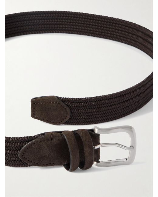Mr P. Black 3.5cm Suede-trimmed Woven Belt for men