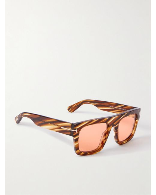 Tom Ford Fausto Sonnenbrille mit eckigem Rahmen aus Azetat in Schildpattoptik in Brown für Herren