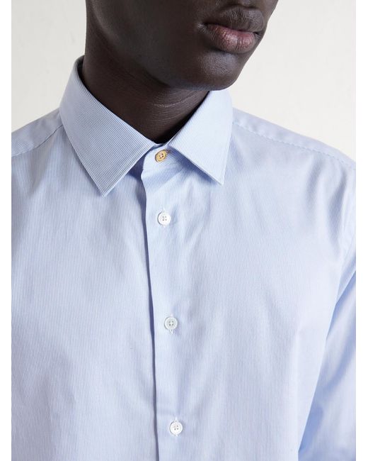 Paul Smith Blue Striped Cotton-Poplin Shirt for men