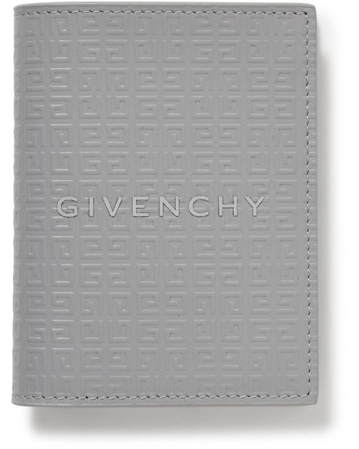 Givenchy Gray Appliquéd Logo-embossed Leather Bilfold Cardholder for men