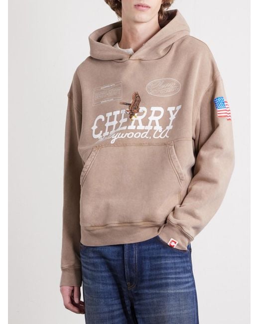 CHERRY LA Natural Logo-Print Cotton-Jersey Hoodie for men