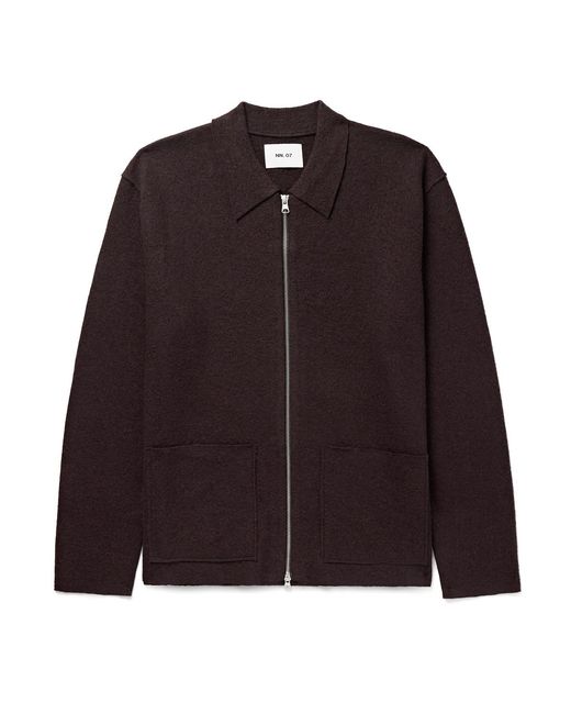 NN07 Purple Jonas 6398 Brushed-Wool Zip-Up Cardigan for men