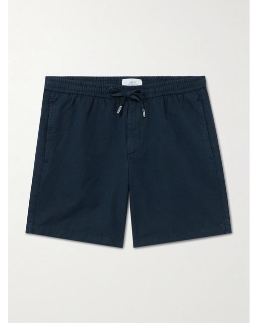 Mr P. Blue Straight-Leg Cotton And Linen-Blend Drawstring Shorts for men