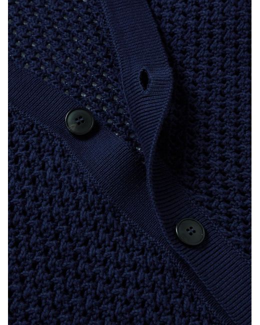 Sunspel Blue Crochet-knit Cotton Cardigan for men
