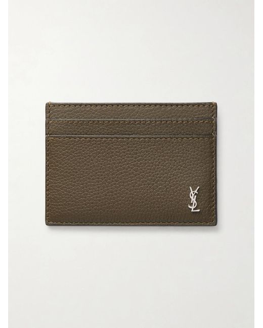 Saint Laurent Natural Tiny Cassandre Logo-appliquéd Full-grain Leather Cardholder for men
