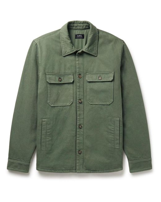 A.P.C. Green Alessio Padded Cotton-twill Shirt Jacket for men