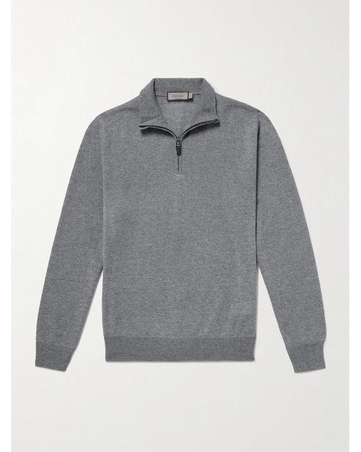 Canali Gray Wool Half-zip Sweater for men