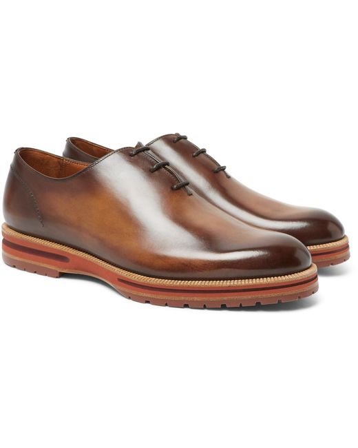 Berluti Brown Alessio Whole-cut Leather Oxford Shoes for men