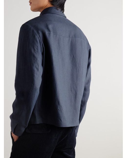 Loro Piana Blue Maurin Linen-Twill Blouson Jacket for men