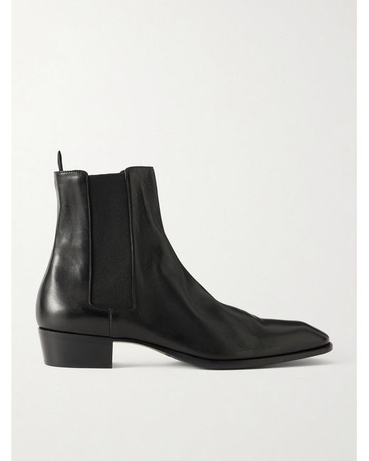 Saint Laurent Black Stanton Leather Chelsea Boots for men