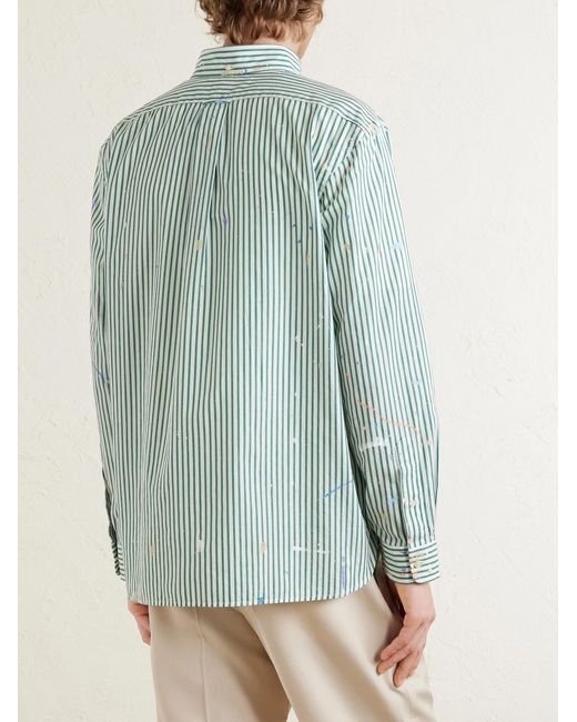 Polo Ralph Lauren Blue Button-down Collar Paint-splattered Cotton-poplin Shirt for men