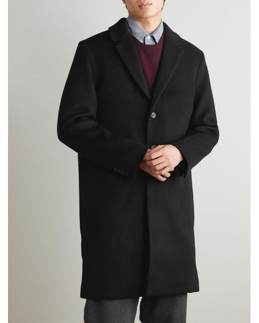 Wool And Cashmere-Blend Coat di Mr P. in Black da Uomo