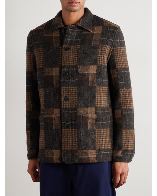 Sid Mashburn Black Checked Wool-flannel Overshirt for men