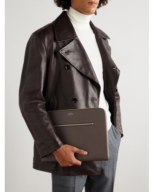 Smythson Brown Ludlow Full-Grain Leather Laptop Case for men