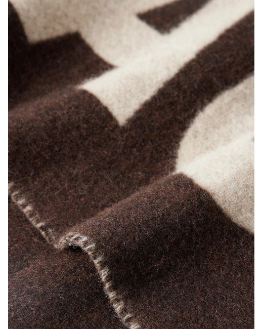 Logo-Print Fringed Wool Scarf di Jacquemus in Brown da Uomo