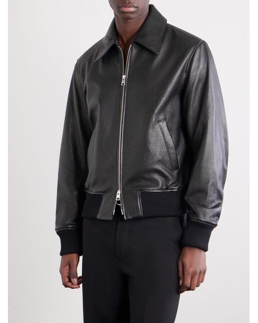AMI Black Leather Jacket for men