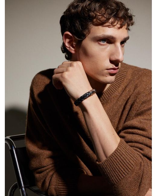 Woven Leather, Sterling And Enamel Bracelet di John Hardy in Black da Uomo