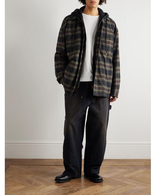 Willy Chavarria Black Toluca Oversized Wide-Leg Distressed Cotton-Canvas Trousers for men