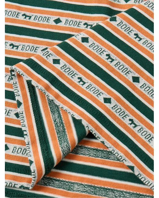 Bode Gray Scottie Striped Cotton-jacquard T-shirt for men