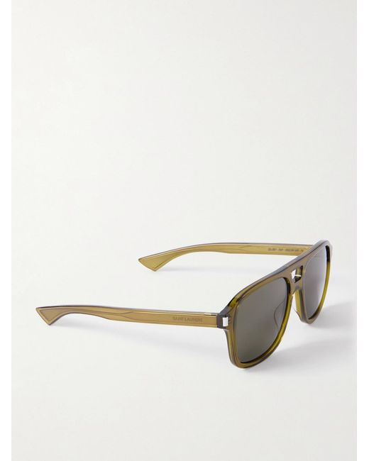 Saint Laurent Green Aviator-Style-Tone And Acetate Sunglasses for men