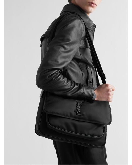 Saint Laurent Black Niki Leather-trimmed Nylon Messenger Bag for men