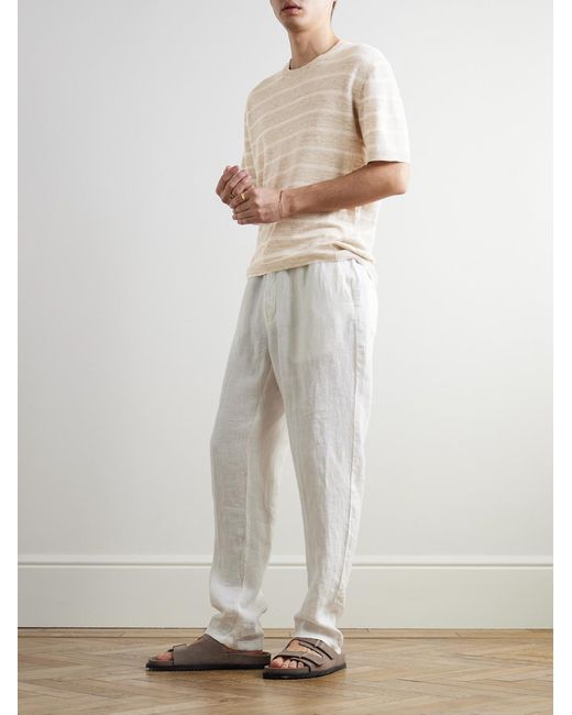 Altea Natural Striped Linen And Cotton-blend T-shirt for men