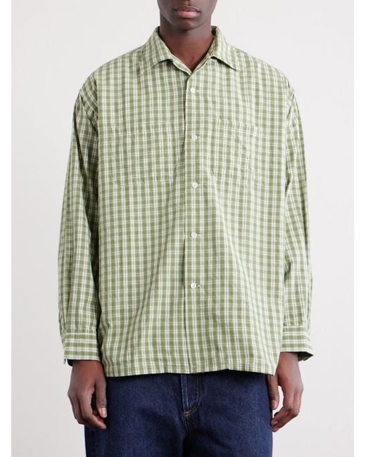 Beams Plus Green Checked Madras Cotton Shirt for men