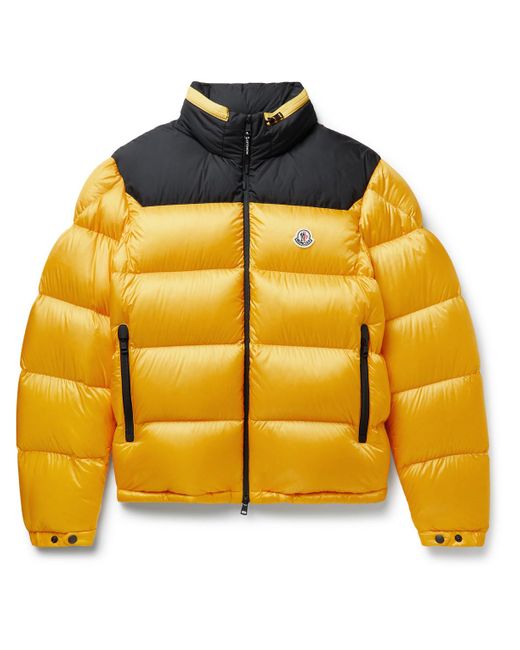 Moncler Yellow Peuplier Logo-appliquéd Quilted Shell And Ripstop Down Hooded Jacket for men